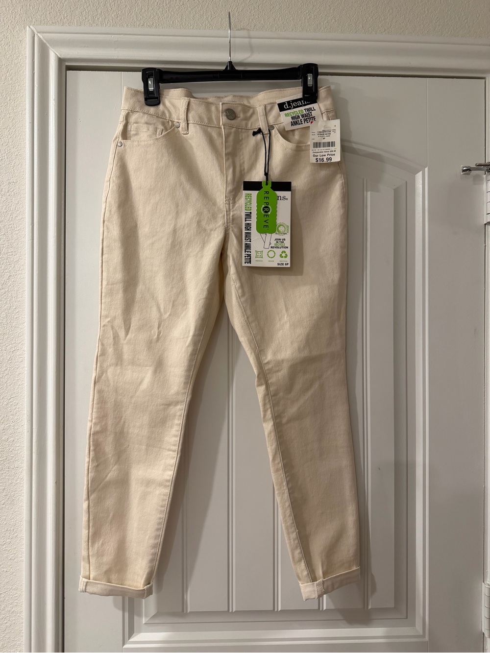 d.jeans Cream Skinny Ankle Jeans Petite 8P NWT